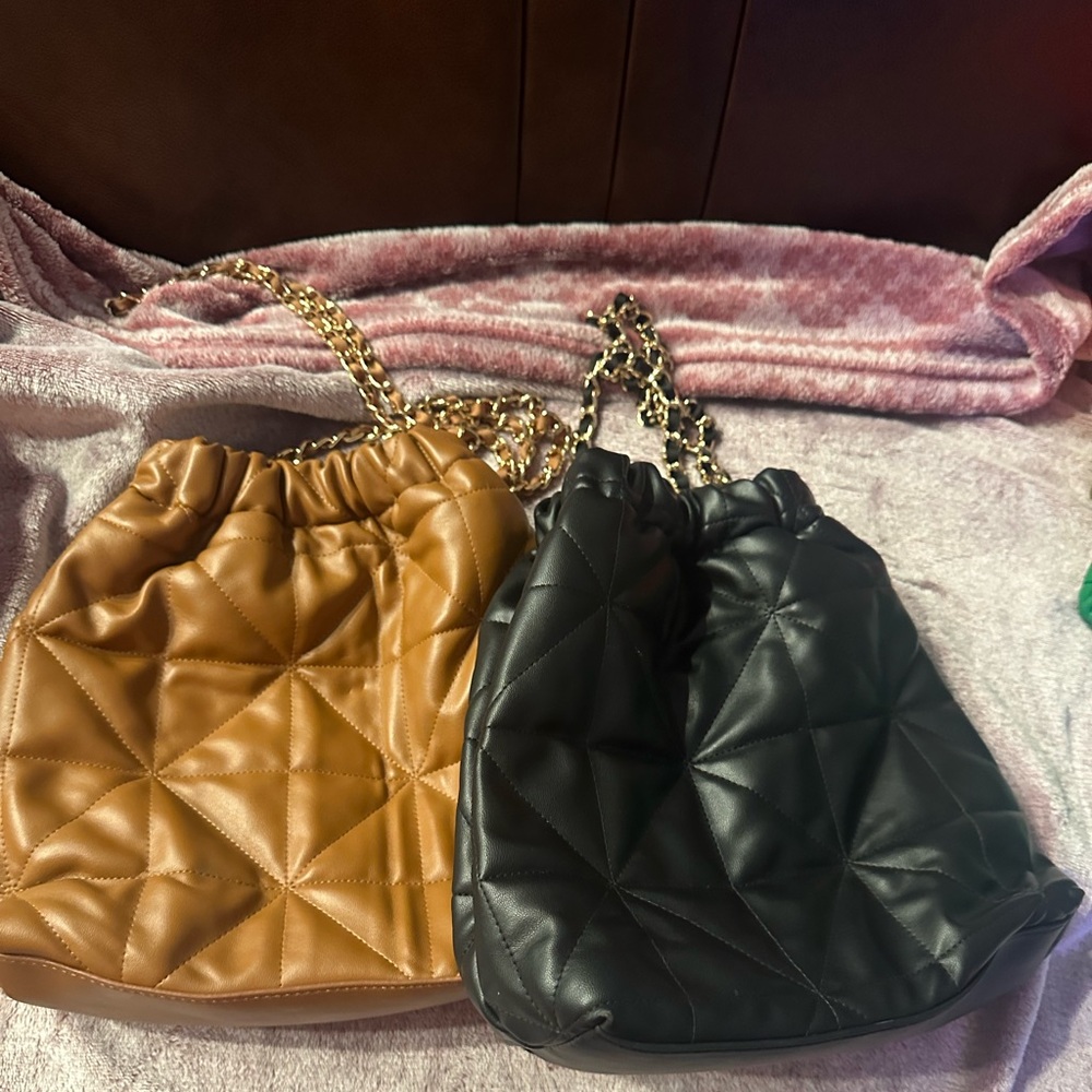 a new day Black and Tan Quilted Shoulder Bags